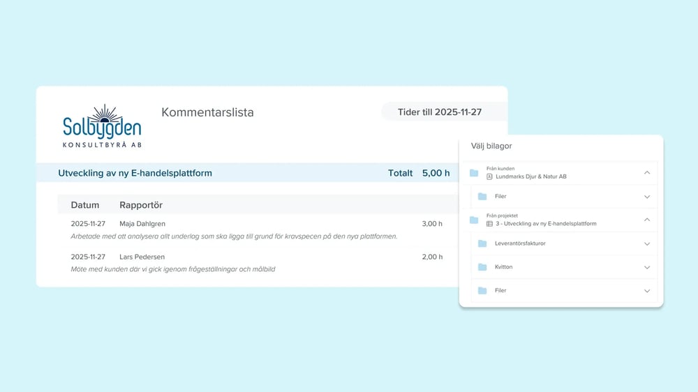Leverantörsfakturor, bilagor och kommentarslistor