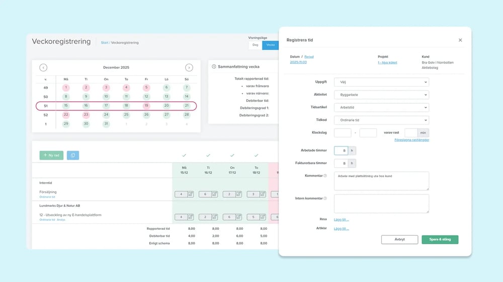 Digital tidrapportering online