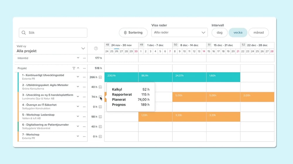 Resursplanering och debiteringsgrad för konsulter