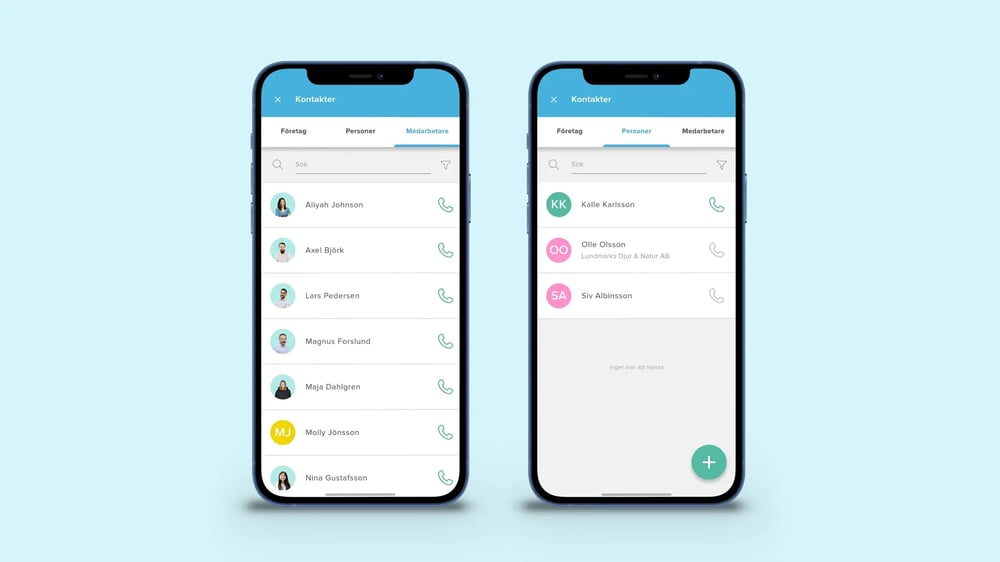 Enkla kontaktvägar i mobilen