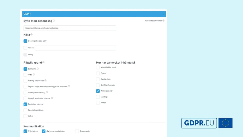 Kontaktregister med GDPR-stöd