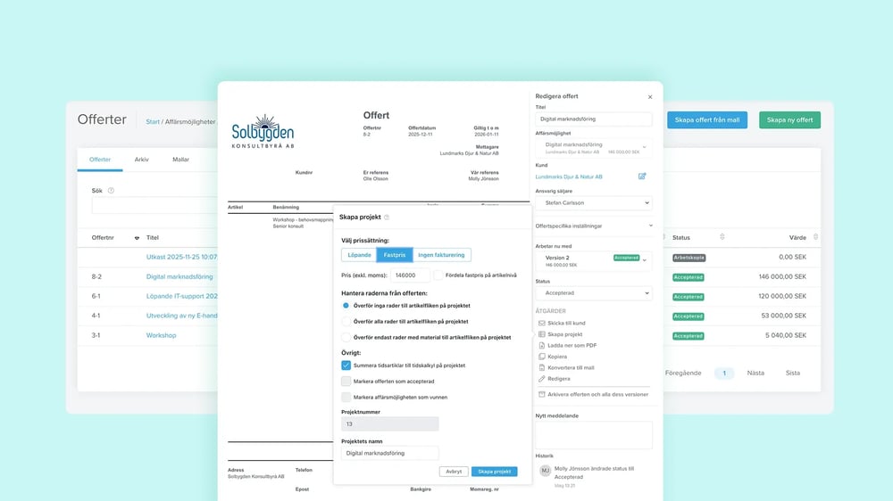 Från offert till projekt – med ett klick